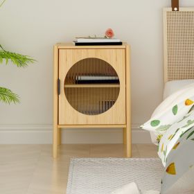 1 Door nightstand,Bamboo Mid Century Modern Nightstand,Bedside Table Accent End Table Side Table for Bedroom, Living Room, Natural