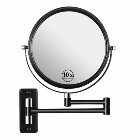 8-inch Wall Mounted Makeup Vanity Mirror, 1X / 10X Magnification Mirror, 360Â¬âˆž Swivel with Extension Arm (Black&Chrome)