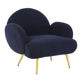 Stylish Teddy Velvet Fabric and Metal Frame Lounge Chair - Comfortable and Modern Home Essential