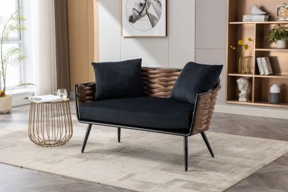 Velvet Accent Chair Modern Upholstered Armsofa Tufted Sofa with Metal Frame, Single Leisure sofa for Living Room Bedroom Office Balcony
