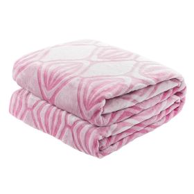 Back Printing Shaved Flannel Plush Blanket, checked Blanket for Bed or Sofa, 60" x 80", Pink