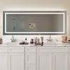 84 in. W x 32 in. H LED Large Rectangular Frameless Anti-Fog Bathroom Mirror Front & Backlit