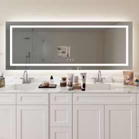 84 in. W x 32 in. H LED Large Rectangular Frameless Anti-Fog Bathroom Mirror Front & Backlit