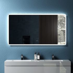 Led Bathroom Mirror with Lights; 60 Inch Anti-Fog Adjustable Front and Backlit Mirror for Bathroom; 3 Colors Dimmable Bathroom Led Mirror; Wall Mount