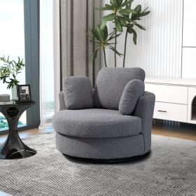 42.2"W Swivel Accent Barrel Chair and Half Swivel Sofa With 3 Pillows 360 Degree Swivel Round Sofa Modern Oversized Arm Chair Cozy Club Chair for Bedr