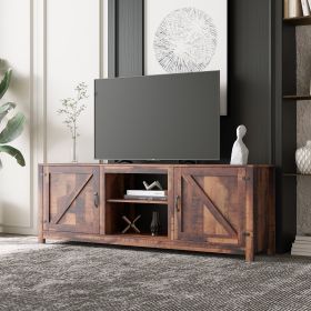 Farmhouse TV Stand, Wood Entertainment Center Media Console with Storage
