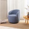 Teddy Fabric Swivel Accent Armchair Barrel Chair With Black Powder Coating Metal Ring; Light Blue