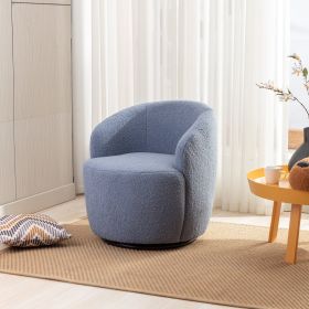 Teddy Fabric Swivel Accent Armchair Barrel Chair With Black Powder Coating Metal Ring; Light Blue