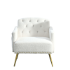 [Video]Welike 30 "W Modern Chesterfield Tufted Upholstered Chair with Deep Buttons; Living Room Chair; Comfortable Armchair; Gold Hardware Legs; Tufte