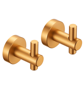 Round Base Wall Hanging Hook with Screws- Golden Gold Hook, 2 Pack, for Entry Shoe Cabinet, Wardrobe Bathroom Bedroom Furniture Hardware