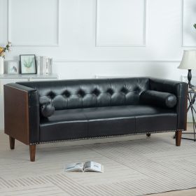 78.74" Wooden Decorated Arm 3 Seater Sofa