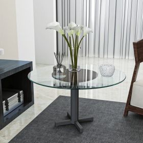 24" Inch Round Tempered Glass Table Top Clear Glass 1/4" Inch Thick Round Polished Edge