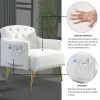 [Video]Welike 30 "W Modern Chesterfield Tufted Upholstered Chair with Deep Buttons; Living Room Chair; Comfortable Armchair; Gold Hardware Legs; Tufte