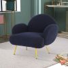 Stylish Teddy Velvet Fabric and Metal Frame Lounge Chair - Comfortable and Modern Home Essential