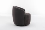 Teddy Fabric Swivel Accent Armchair Barrel Chair With Black Powder Coating Metal Ring; Dark Gray