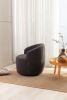 Teddy Fabric Swivel Accent Armchair Barrel Chair With Black Powder Coating Metal Ring; Dark Gray