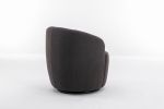 Teddy Fabric Swivel Accent Armchair Barrel Chair With Black Powder Coating Metal Ring; Dark Gray