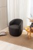 Teddy Fabric Swivel Accent Armchair Barrel Chair With Black Powder Coating Metal Ring; Dark Gray
