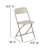 Herculesâ€šÃ‘Â¢ Series Plastic Folding Chair - Beige - 650LB Weight Capacity Comfortable Event Chair - Lightweight Folding Chair -