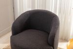 Teddy Fabric Swivel Accent Armchair Barrel Chair With Black Powder Coating Metal Ring; Dark Gray