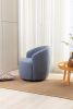 Teddy Fabric Swivel Accent Armchair Barrel Chair With Black Powder Coating Metal Ring; Light Blue