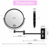 8-inch Wall Mounted Makeup Vanity Mirror, 1X / 10X Magnification Mirror, 360Â¬âˆž Swivel with Extension Arm (Black&Chrome)
