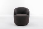Teddy Fabric Swivel Accent Armchair Barrel Chair With Black Powder Coating Metal Ring; Dark Gray