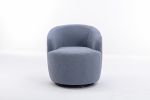 Teddy Fabric Swivel Accent Armchair Barrel Chair With Black Powder Coating Metal Ring; Light Blue