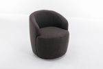 Teddy Fabric Swivel Accent Armchair Barrel Chair With Black Powder Coating Metal Ring; Dark Gray