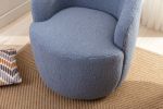 Teddy Fabric Swivel Accent Armchair Barrel Chair With Black Powder Coating Metal Ring; Light Blue