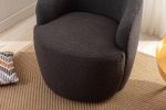 Teddy Fabric Swivel Accent Armchair Barrel Chair With Black Powder Coating Metal Ring; Dark Gray