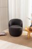 Teddy Fabric Swivel Accent Armchair Barrel Chair With Black Powder Coating Metal Ring; Dark Gray