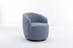 Teddy Fabric Swivel Accent Armchair Barrel Chair With Black Powder Coating Metal Ring; Light Blue