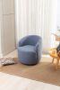 Teddy Fabric Swivel Accent Armchair Barrel Chair With Black Powder Coating Metal Ring; Light Blue