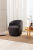 Teddy Fabric Swivel Accent Armchair Barrel Chair With Black Powder Coating Metal Ring; Dark Gray