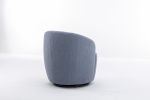 Teddy Fabric Swivel Accent Armchair Barrel Chair With Black Powder Coating Metal Ring; Light Blue