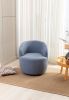 Teddy Fabric Swivel Accent Armchair Barrel Chair With Black Powder Coating Metal Ring; Light Blue