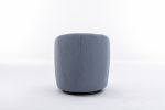 Teddy Fabric Swivel Accent Armchair Barrel Chair With Black Powder Coating Metal Ring; Light Blue