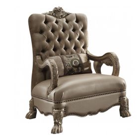 34 Inch Traditional Accent Chair, Claw legs, Champagne Fabric