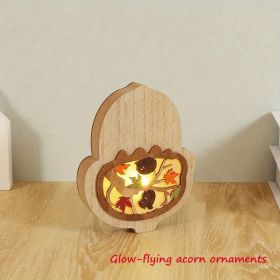 1pc, Creative Wooden Crafts Owl Squirrel Ornaments, Wooden Animal Maple Leaf Acorn Home Decoration, Suitable For Office Decoration, Bedroom Decoration (Style: Acorn/1)