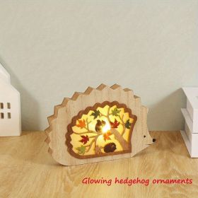 1pc, Creative Wooden Crafts Owl Squirrel Ornaments, Wooden Animal Maple Leaf Acorn Home Decoration, Suitable For Office Decoration, Bedroom Decoration (Style: Hedgehog/1)