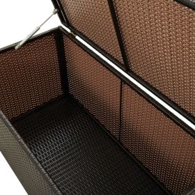 Patio Storage Box Poly Rattan 39.3"x19.6"x19.6" (Color: Brown)