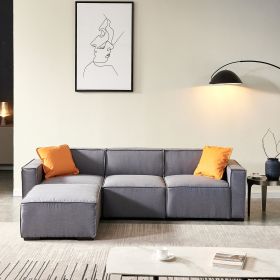 Modular Sofa L Shape with Convertible Ottoman Chaise (Color: dark grey)