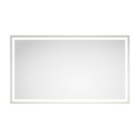 84in. W x 48in. H Oversized Rectangular Black Framed LED Mirror Anti-Fog Dimmable Wall Mount Bathroom Vanity Mirror HD Wall Mirror Kit For Gym And Dan (Color: As pic)
