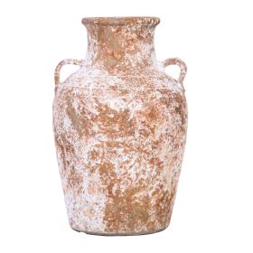 Artisan Ceramic Aged Terracotta Vase - Country Charm for Your Home (Color: As pic)
