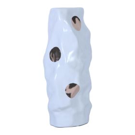 Modern and Elegant White Ceramic Vase with Gold Design (Color: As pic)