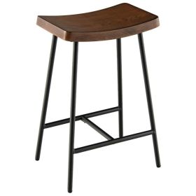 Table Benches Industrial Saddle Stool Bar Height Chair Bar Stool W/ Metal Frame (Type: 1 Pcs, Color: Brown)