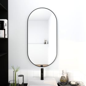 18 x 35 Inch Bathroom Mirror Black Aluminum Frame (Color: As pic)