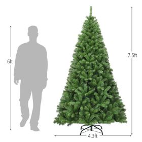 6/7.5/9ft Premium Artificial Hinged PVC Christmas Tree with Metal Stand (size: 7.5ft)