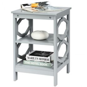 Simple And Fashion 3-tier Sofa Side End Accent Table Nightstand (Type: Nightstand, Color: Grey)
